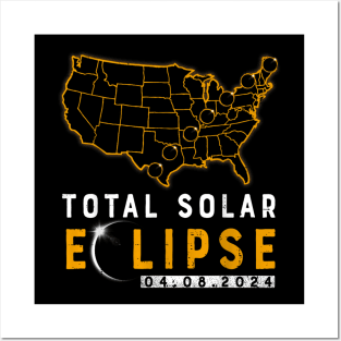 America Totality Total Solar Eclipse99 April 8 2024 USA Map Posters and Art